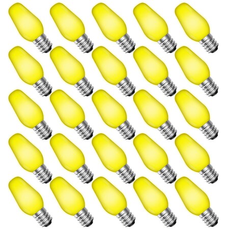 Luxrite C7 LED Yellow Light Bulbs for String Lights 0.5W Enclosed Fixture Rated E12 Candelabra Base, 25PK LR21755-25PK